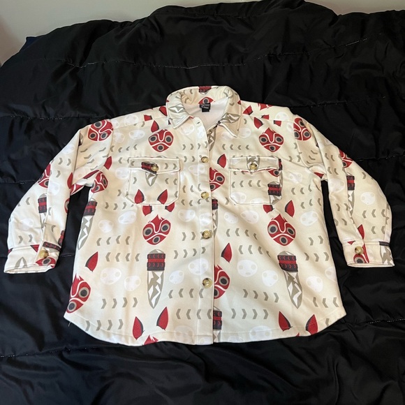 Princess Mononoke Fleece Shirt Jacket Women's XL Beige San's Mask Anime 1997 - Picture 7 of 13